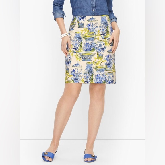 Talbots Watercolor Greek Vases Print Skirt - Picture 1 of 11